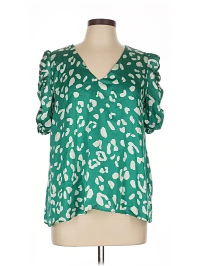 Pre-owned Adrienne Short Sleeve Blouse In Green