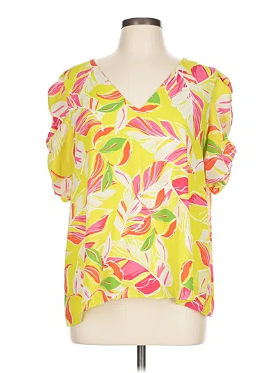 Pre-owned Adrienne Short Sleeve Blouse In Green