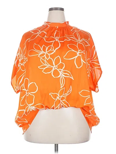 Pre-owned Adrienne Short Sleeve Blouse In Orange