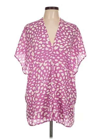 Pre-owned Adrienne Short Sleeve Blouse In Pink