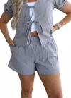 Adrienne Simple Times Faye Shorts In Black Seer Check In Blue