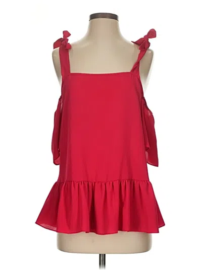 Pre-owned Adrienne Sleeveless Top Red Square Neckline Tops