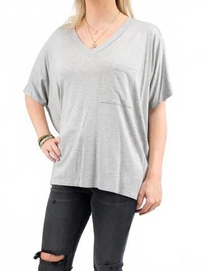Adrienne Soft Drape Pocket Tee In Heather Grey In Gray