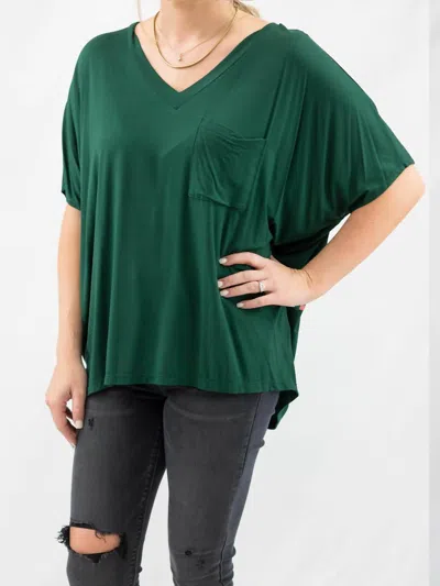 Adrienne Soft Drape Pocket Tee In Hunter Green