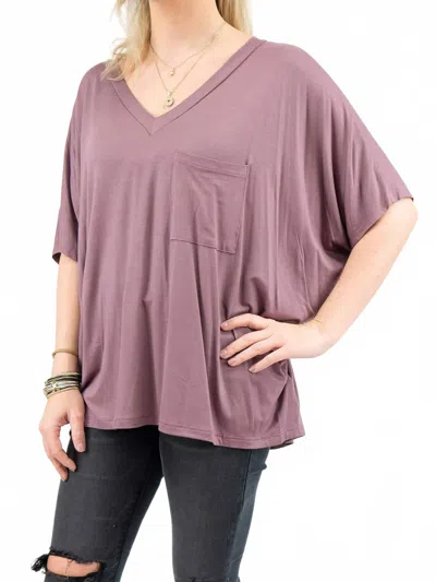 Adrienne Soft Drape Pocket Tee In Mauve In Purple