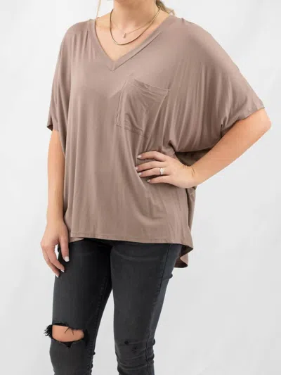 Adrienne Soft Drape Pocket Tee In Mocha In Brown