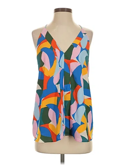 Pre-owned Adrienne Tank Top Blue Halter Neckline Tops
