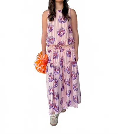 Adrienne Tiger Bubble Top In Pink