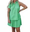 Adrienne Vacay Countdown Bridget Ruffle Tank In Green Apple In Green