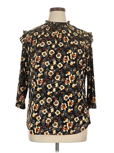 Pre-owned Adrienne Vittadini 3/4 Sleeve Blouse In Black