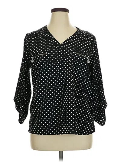 Pre-owned Adrienne Vittadini 3/4 Sleeve Blouse In Black