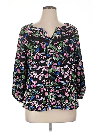 Pre-owned Adrienne Vittadini 3/4 Sleeve Blouse In Black