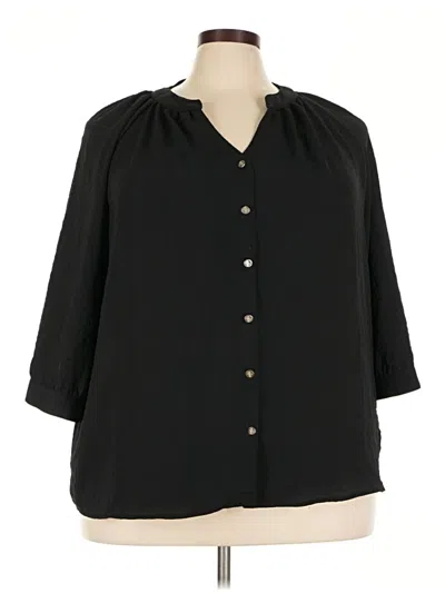Pre-owned Adrienne Vittadini 3/4 Sleeve Blouse In Black