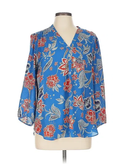 Pre-owned Adrienne Vittadini 3/4 Sleeve Blouse In Blue