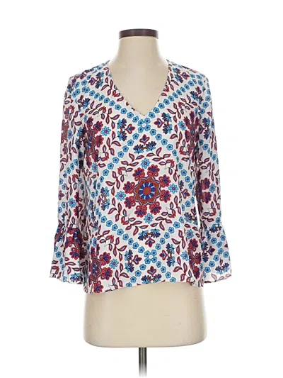 Pre-owned Adrienne Vittadini 3/4 Sleeve Blouse In Blue