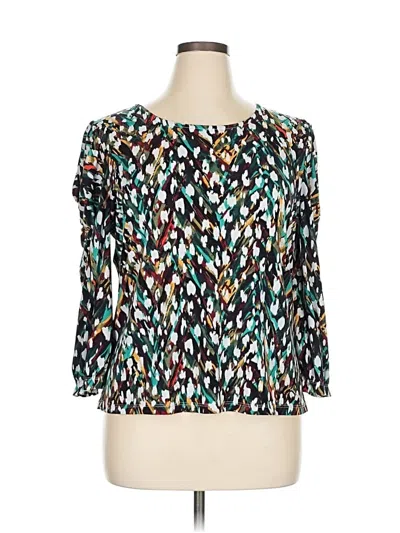 Pre-owned Adrienne Vittadini 3/4 Sleeve Blouse In Blue