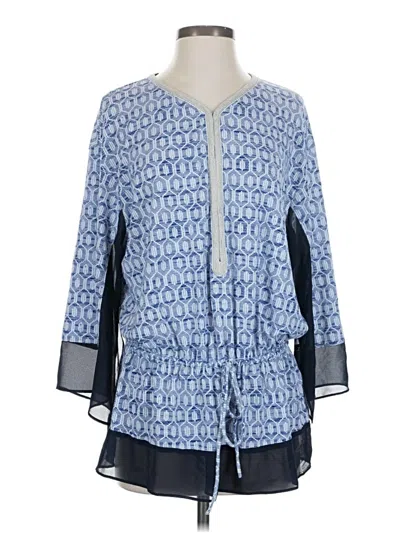 Pre-owned Adrienne Vittadini 3/4 Sleeve Blouse In Blue