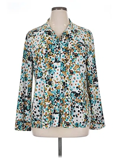 Pre-owned Adrienne Vittadini 3/4 Sleeve Blouse In Blue