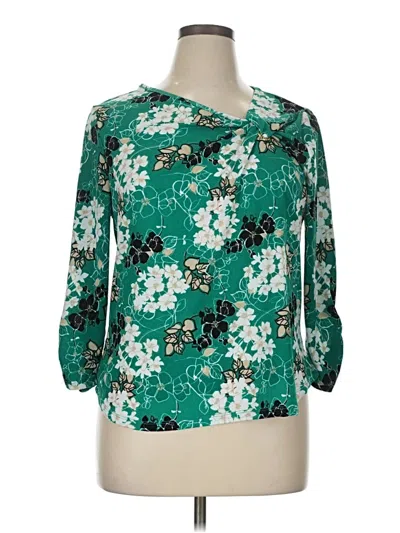 Pre-owned Adrienne Vittadini 3/4 Sleeve Blouse In Blue