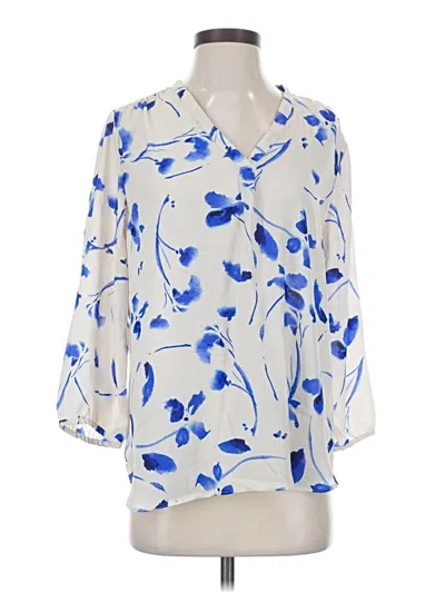 Pre-owned Adrienne Vittadini 3/4 Sleeve Blouse In Blue