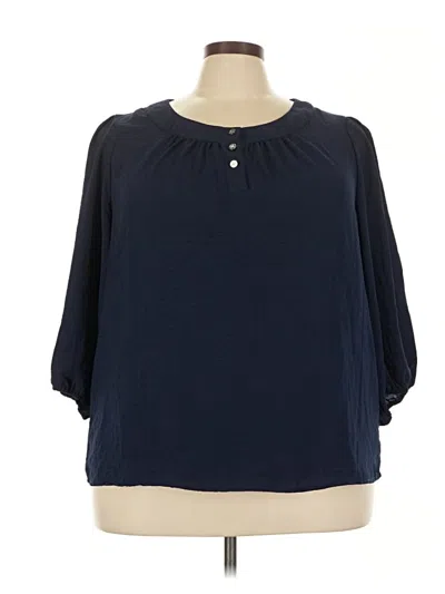 Pre-owned Adrienne Vittadini 3/4 Sleeve Blouse In Blue
