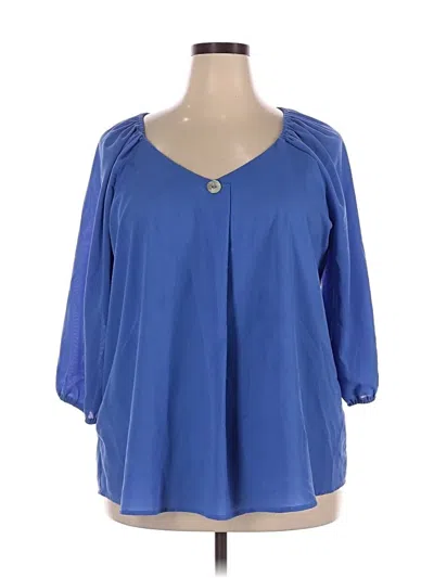Pre-owned Adrienne Vittadini 3/4 Sleeve Blouse In Blue