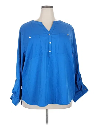 Pre-owned Adrienne Vittadini 3/4 Sleeve Blouse In Blue
