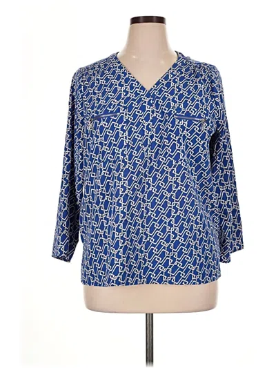 Pre-owned Adrienne Vittadini 3/4 Sleeve Blouse In Blue