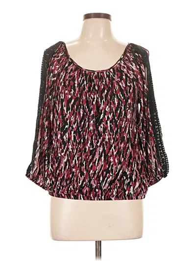 Pre-owned Adrienne Vittadini 3/4 Sleeve Blouse In Burgundy