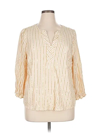 Pre-owned Adrienne Vittadini 3/4 Sleeve Blouse In Gold