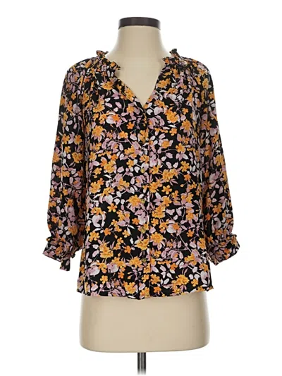 Pre-owned Adrienne Vittadini 3/4 Sleeve Blouse In Gold