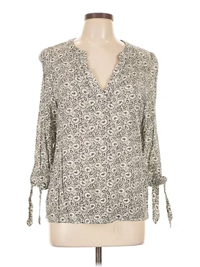 Pre-owned Adrienne Vittadini 3/4 Sleeve Blouse In Gray