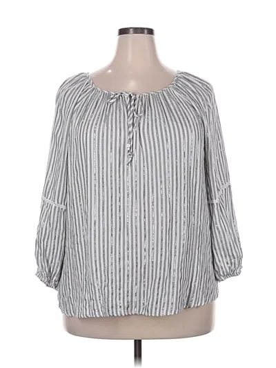 Pre-owned Adrienne Vittadini 3/4 Sleeve Blouse In Gray