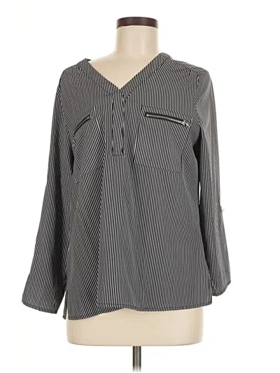 Pre-owned Adrienne Vittadini 3/4 Sleeve Blouse In Gray