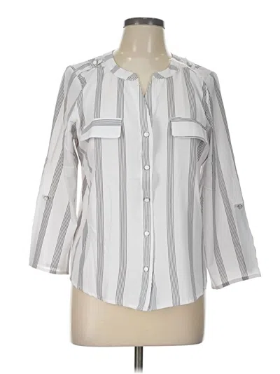 Pre-owned Adrienne Vittadini 3/4 Sleeve Blouse In Gray