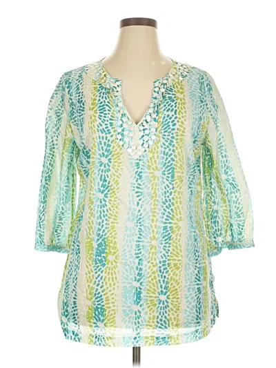 Pre-owned Adrienne Vittadini 3/4 Sleeve Blouse In Green