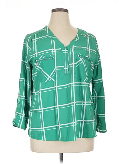 Pre-owned Adrienne Vittadini 3/4 Sleeve Blouse In Green