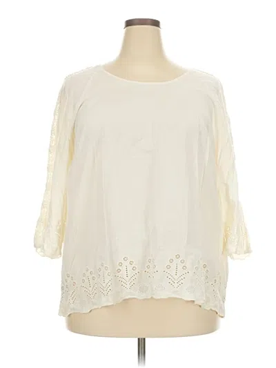 Pre-owned Adrienne Vittadini 3/4 Sleeve Blouse In Ivory