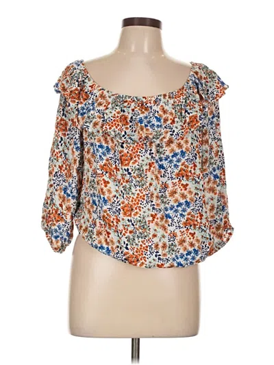 Pre-owned Adrienne Vittadini 3/4 Sleeve Blouse In Orange