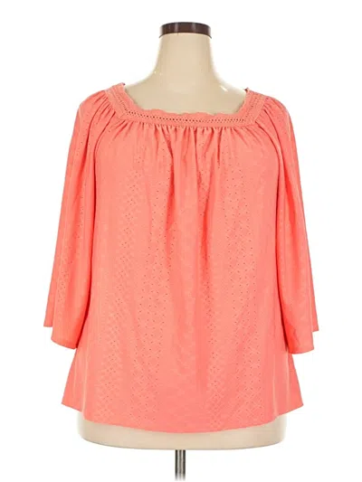 Pre-owned Adrienne Vittadini 3/4 Sleeve Blouse In Orange