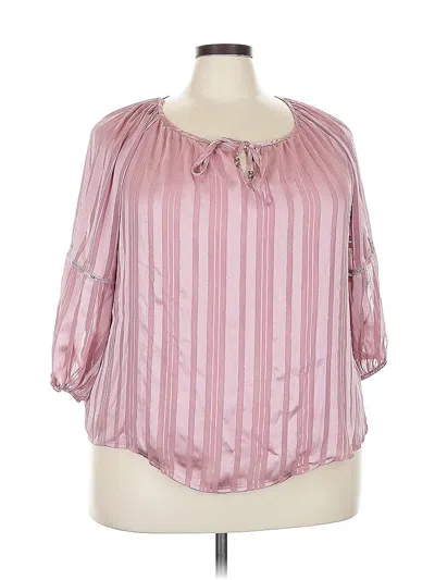 Pre-owned Adrienne Vittadini 3/4 Sleeve Blouse In Pink