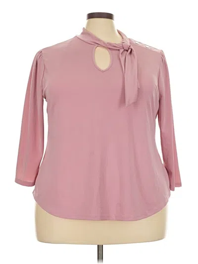 Pre-owned Adrienne Vittadini 3/4 Sleeve Blouse In Pink