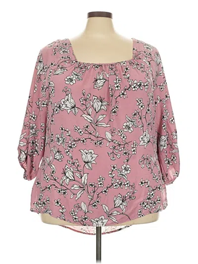 Pre-owned Adrienne Vittadini 3/4 Sleeve Blouse In Pink