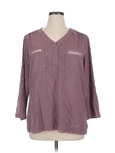 Pre-owned Adrienne Vittadini 3/4 Sleeve Blouse In Purple