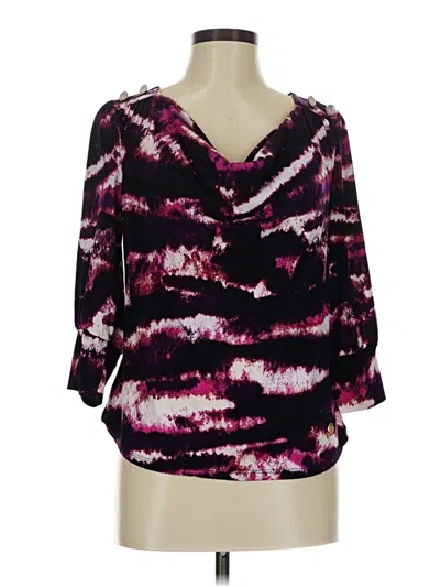 Pre-owned Adrienne Vittadini 3/4 Sleeve Blouse In Purple