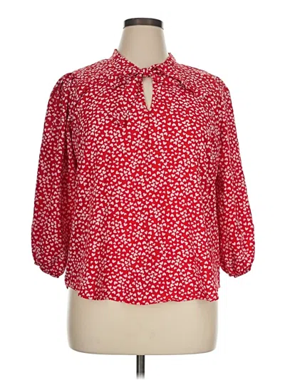 Pre-owned Adrienne Vittadini 3/4 Sleeve Blouse In Red