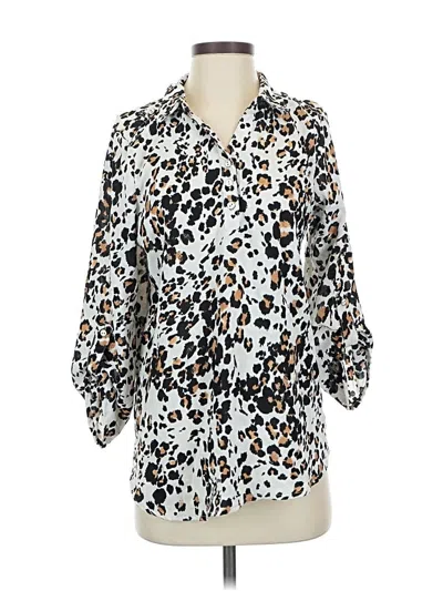 Pre-owned Adrienne Vittadini 3/4 Sleeve Blouse In Silver