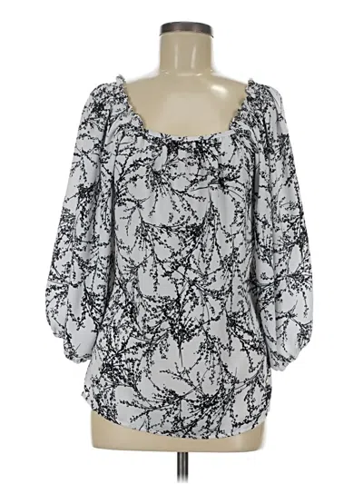 Pre-owned Adrienne Vittadini 3/4 Sleeve Blouse In Silver