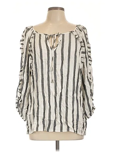 Pre-owned Adrienne Vittadini 3/4 Sleeve Blouse In Silver