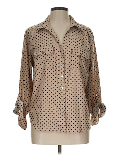 Pre-owned Adrienne Vittadini 3/4 Sleeve Blouse In Tan